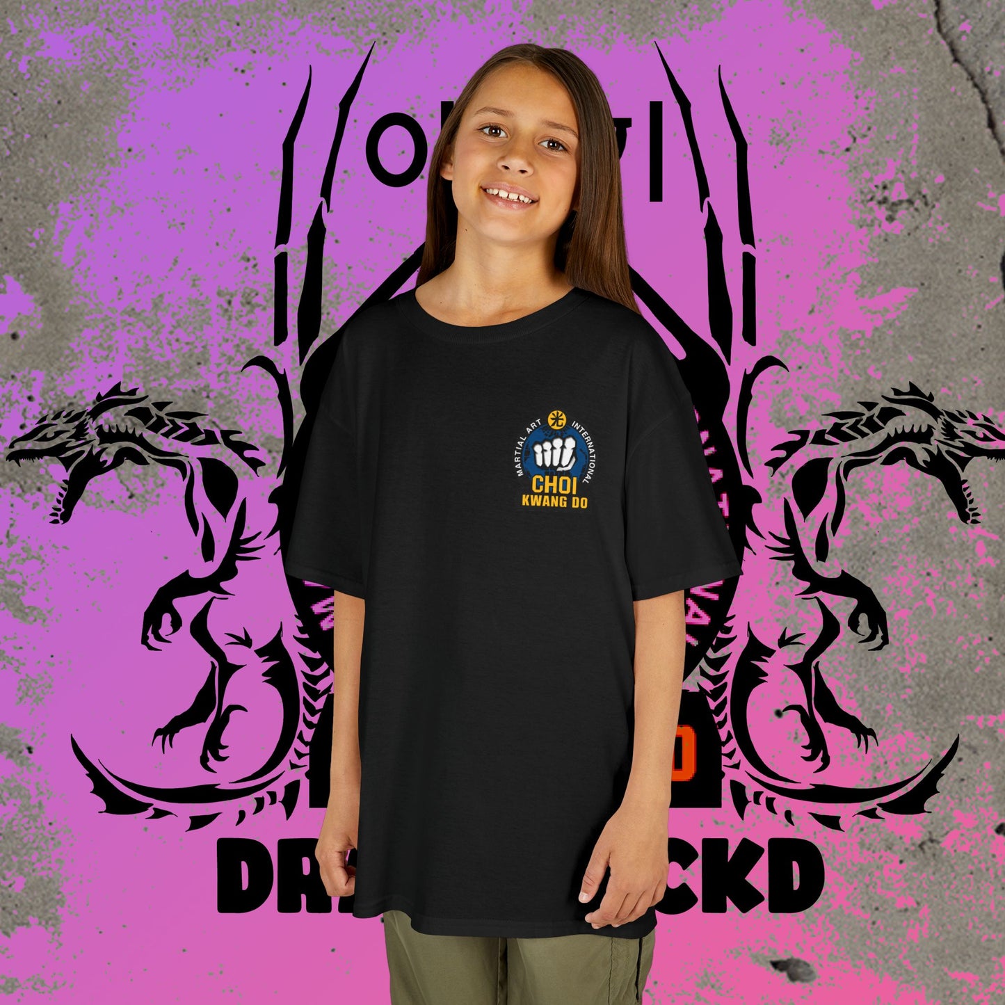 Girl wearing the Black Choi-Kwang Do t-shirt