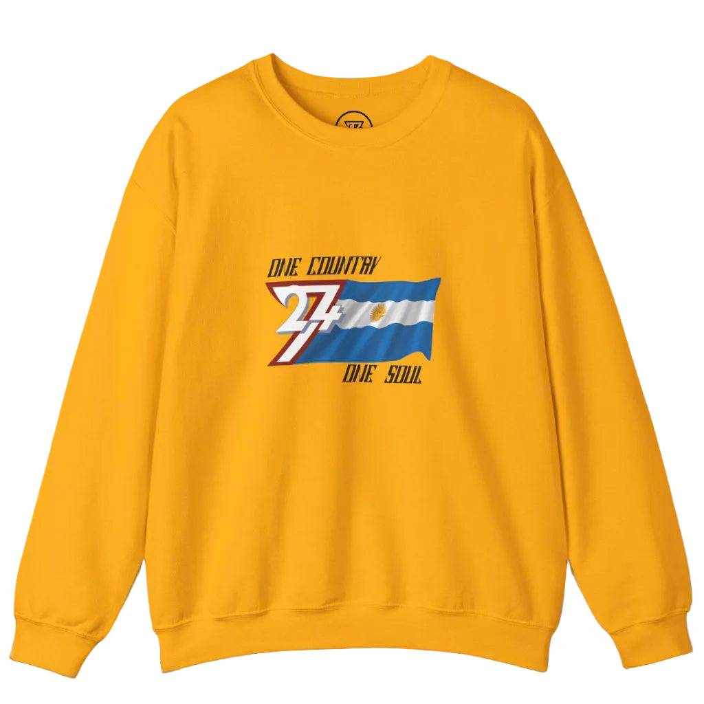 Argentina Sweatshirt with Argentina National Flag Design gold