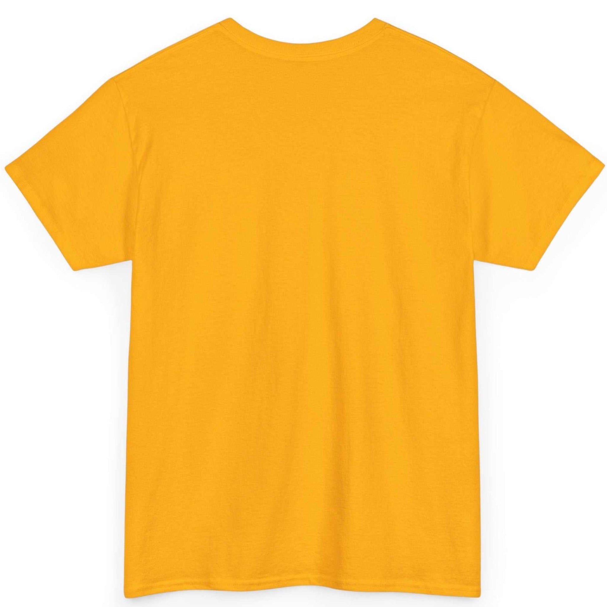 Back view of the gold combat sport warrior tee, showing the clean, unprinted back canvas.