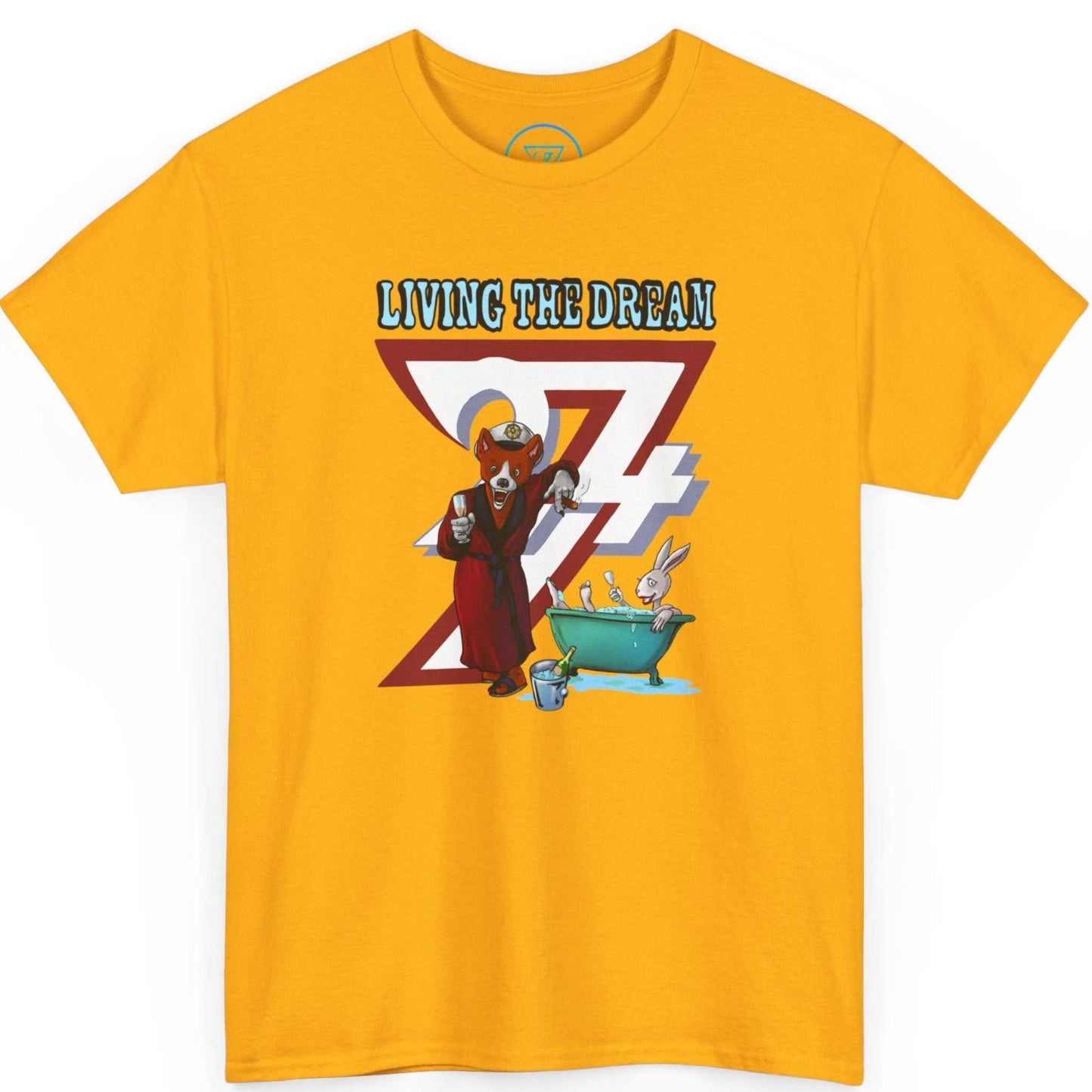 Gold groom gag gift shirt featuring the fox in a smoking jacket, shown on a clean background.