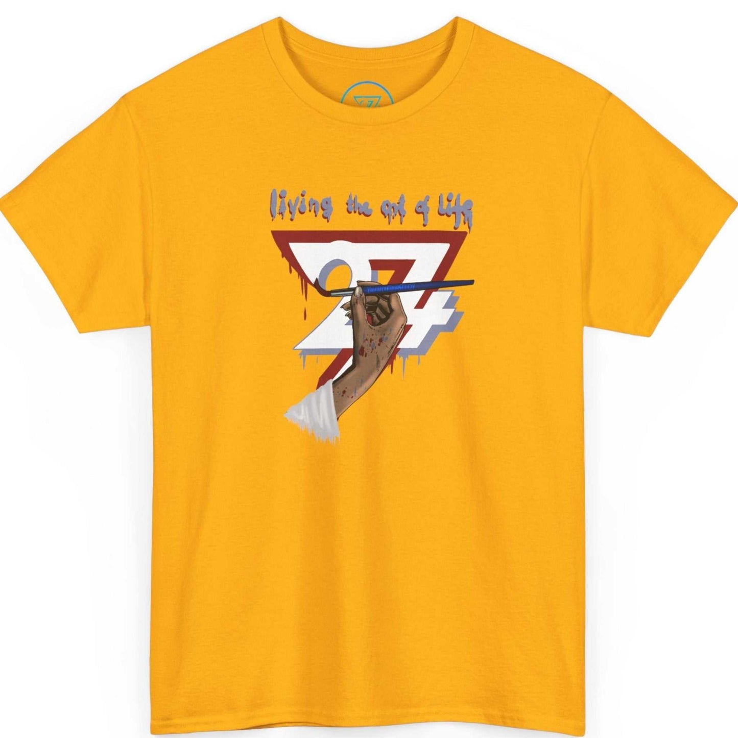 Gold painter t-shirt for her featuring the unique creative art graphic, shown on a clean background.