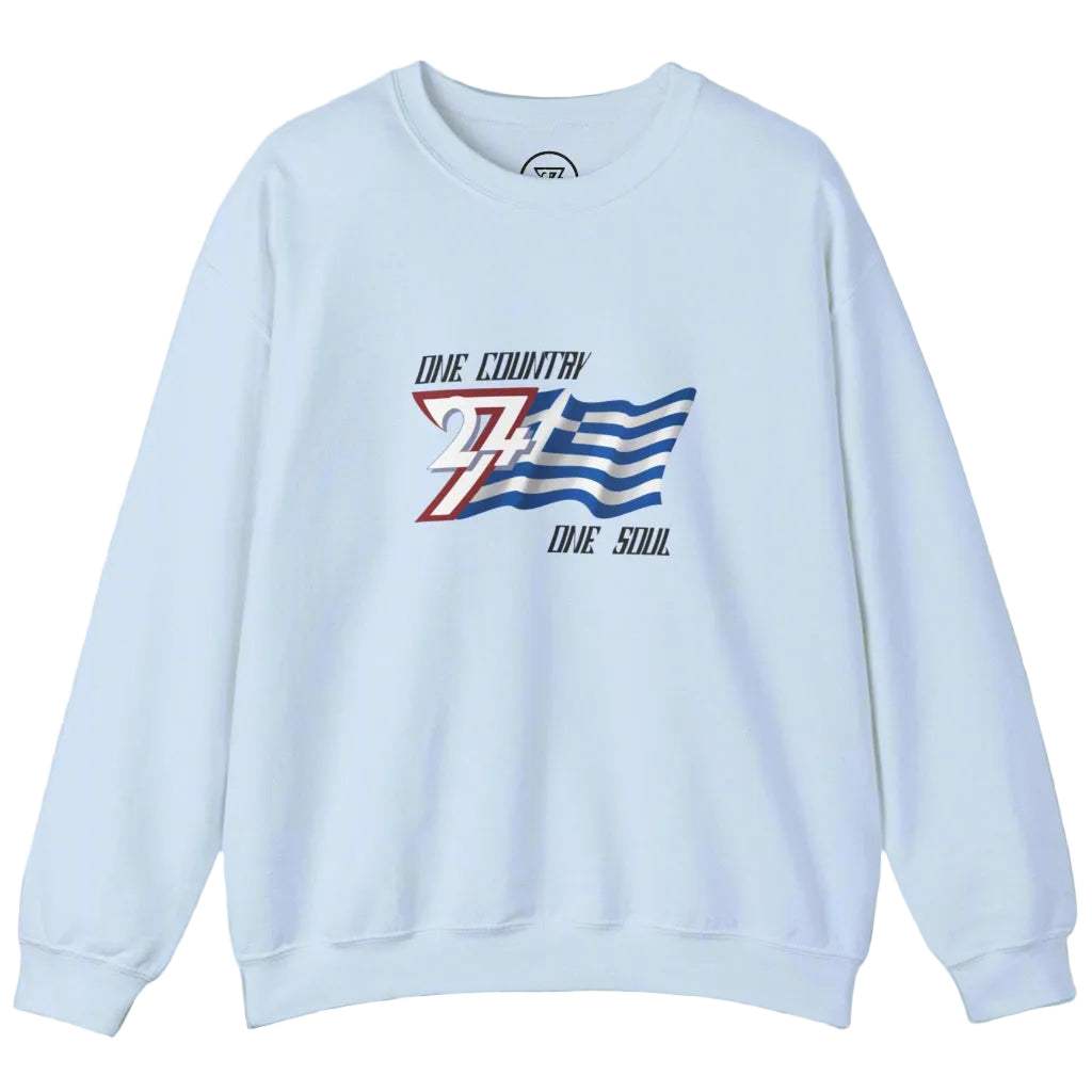 Greece flag printed on light blue sweatshirt