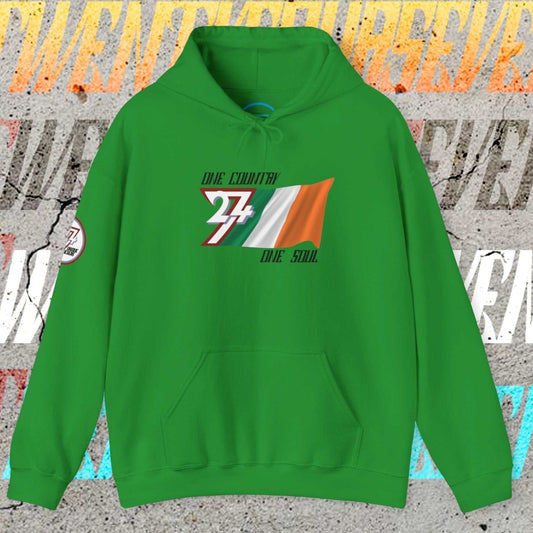 Front view of the Irish Green Éire "Resilience" edition hoodie highlighting the clean hand-drawn lines.