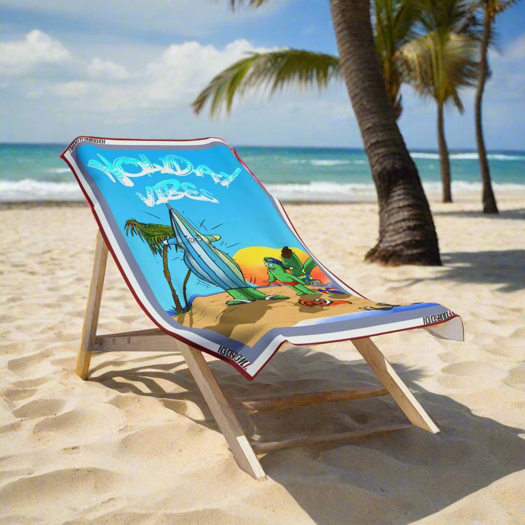 Funny Beach Towel - Tropical Summer Family Holiday Cactus Design