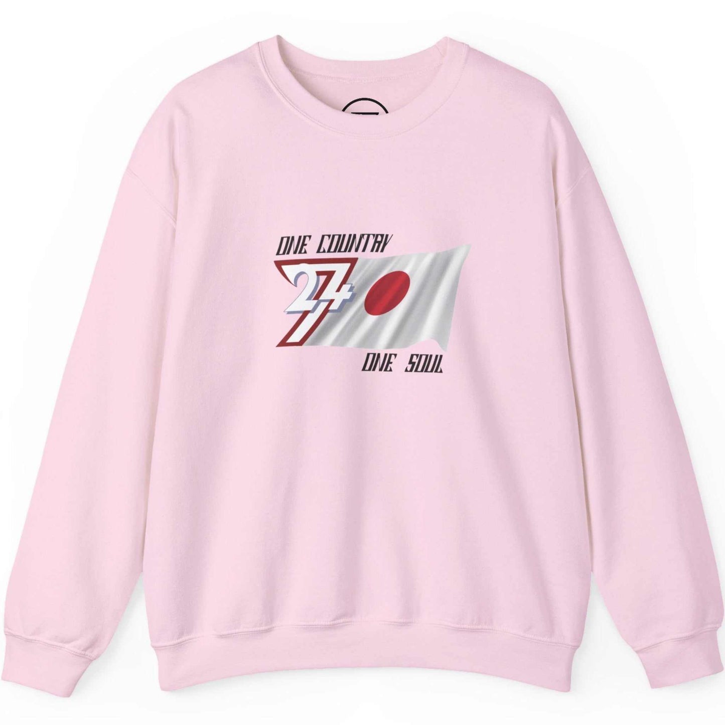 Front view of the Pink Japan flag printed sweatshirt