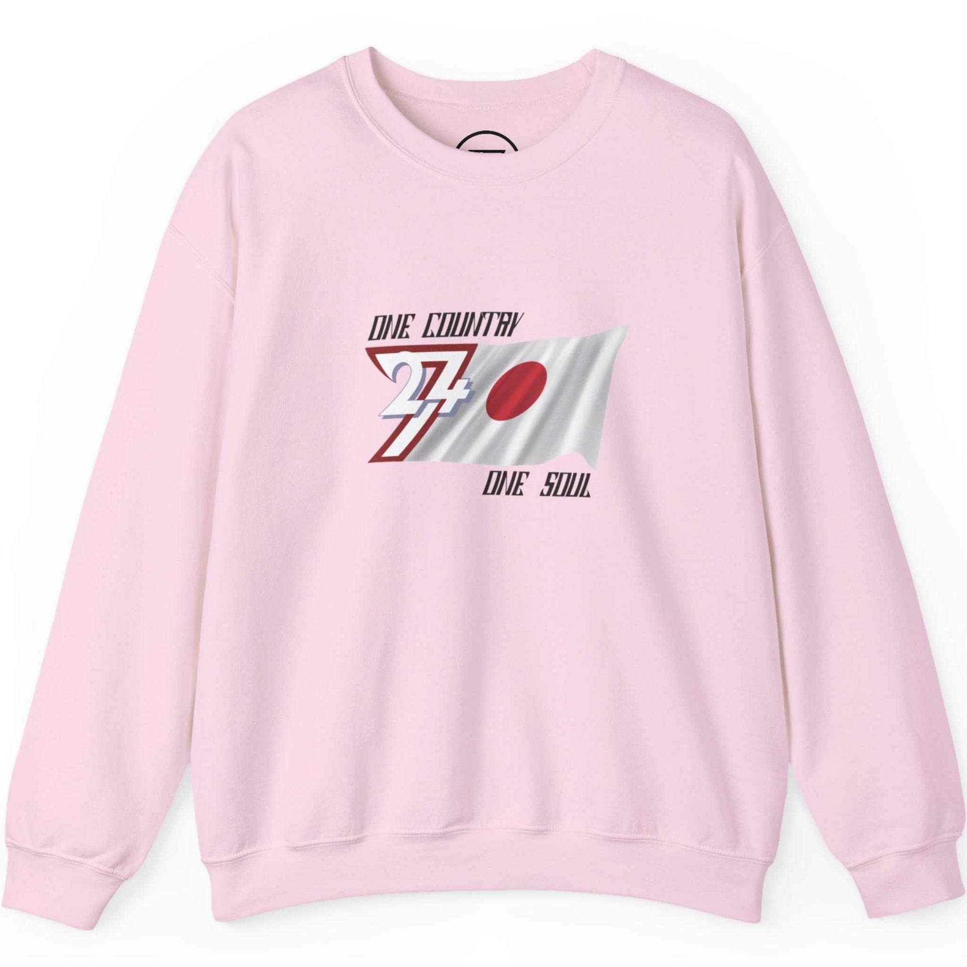 Front view of the Pink Japan flag printed sweatshirt