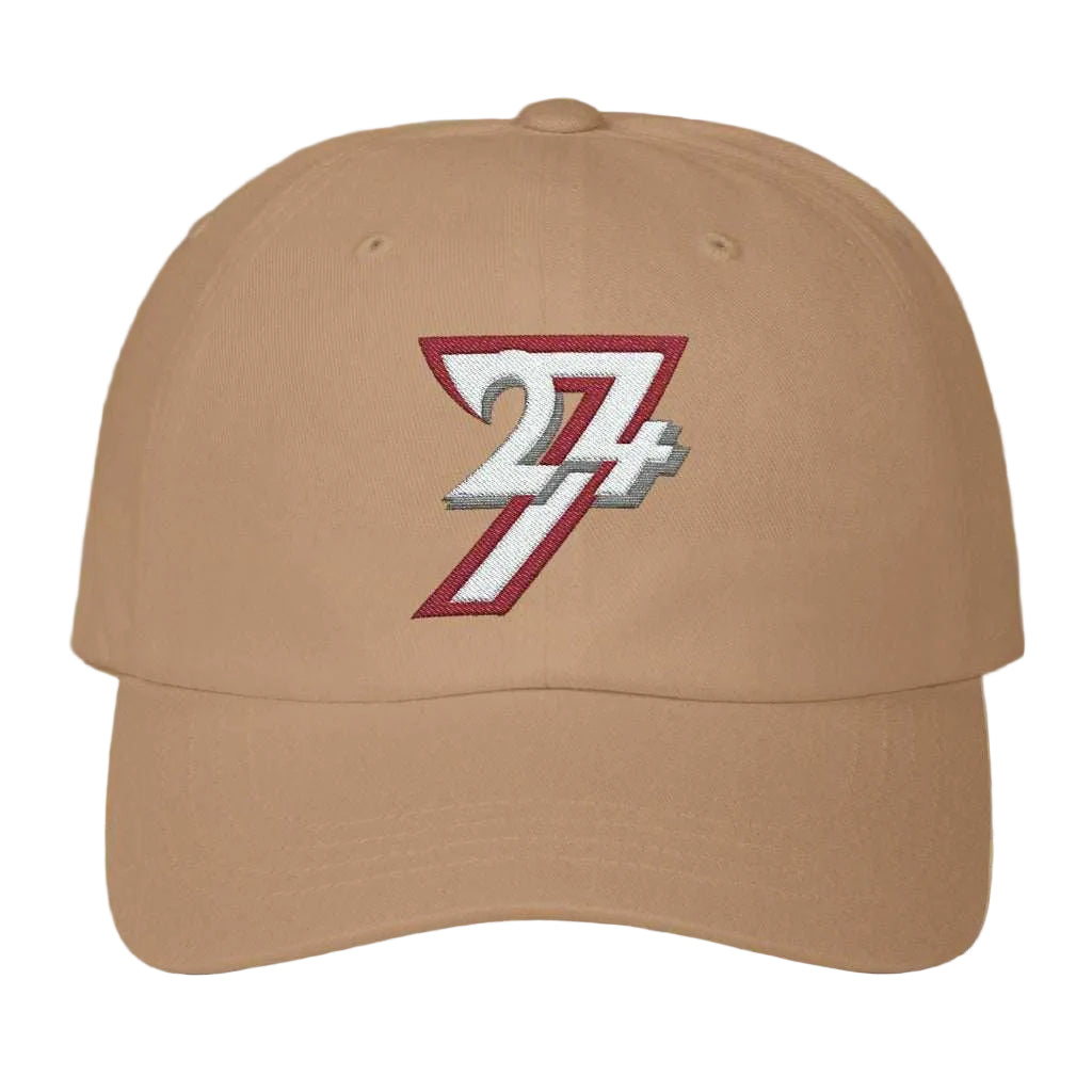 Classic tri-color logo embroidered cap 24/7 Unique Designs khaki front