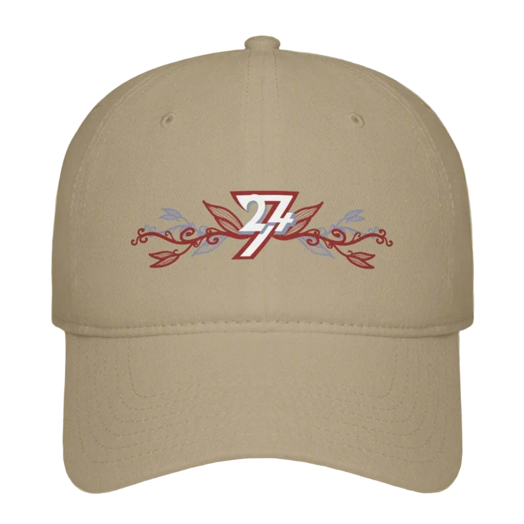 Unique Floral Baseball Cap khaki front