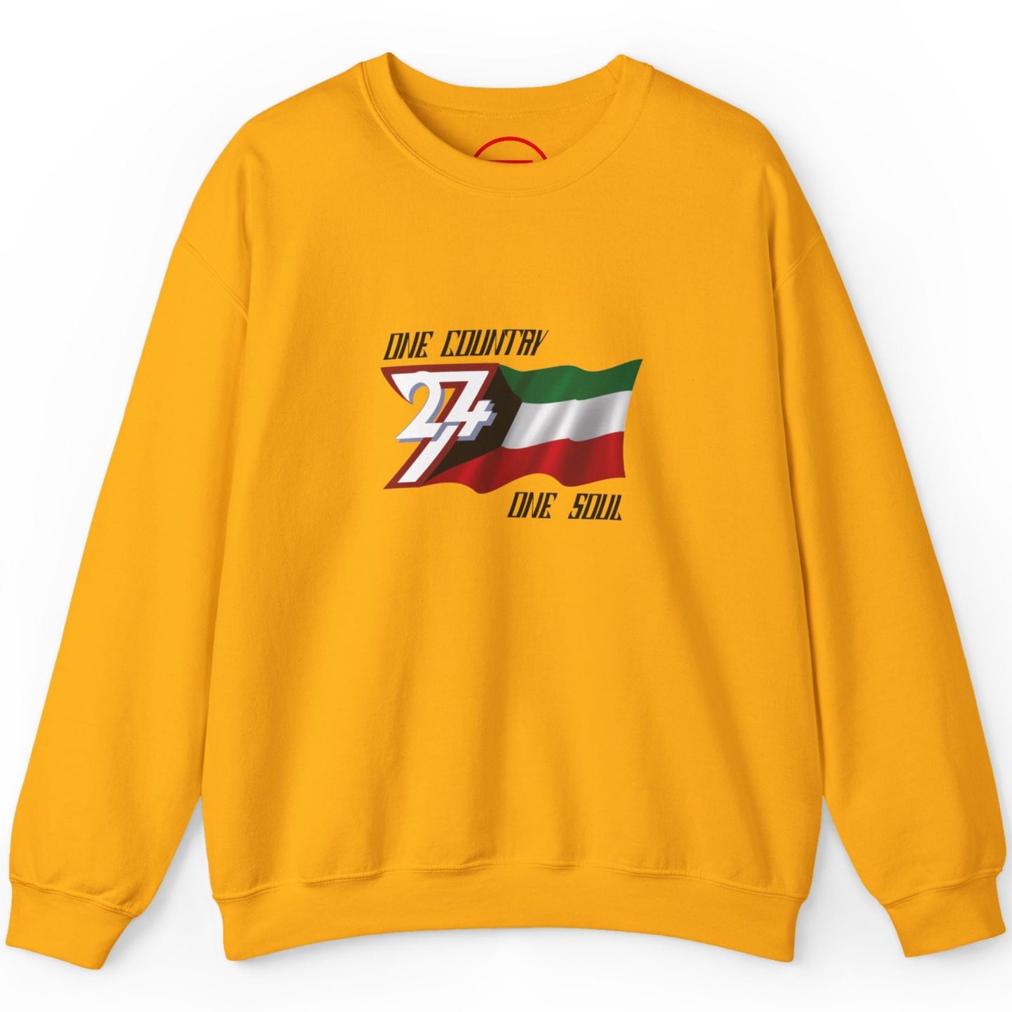 Natonal apparel Gold Yellow Kuwait flag crewneck sweatshirt - front