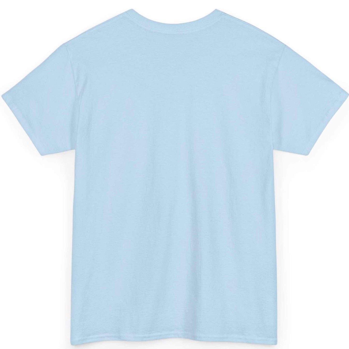 Back view of the light blue heavy cotton funny shirt