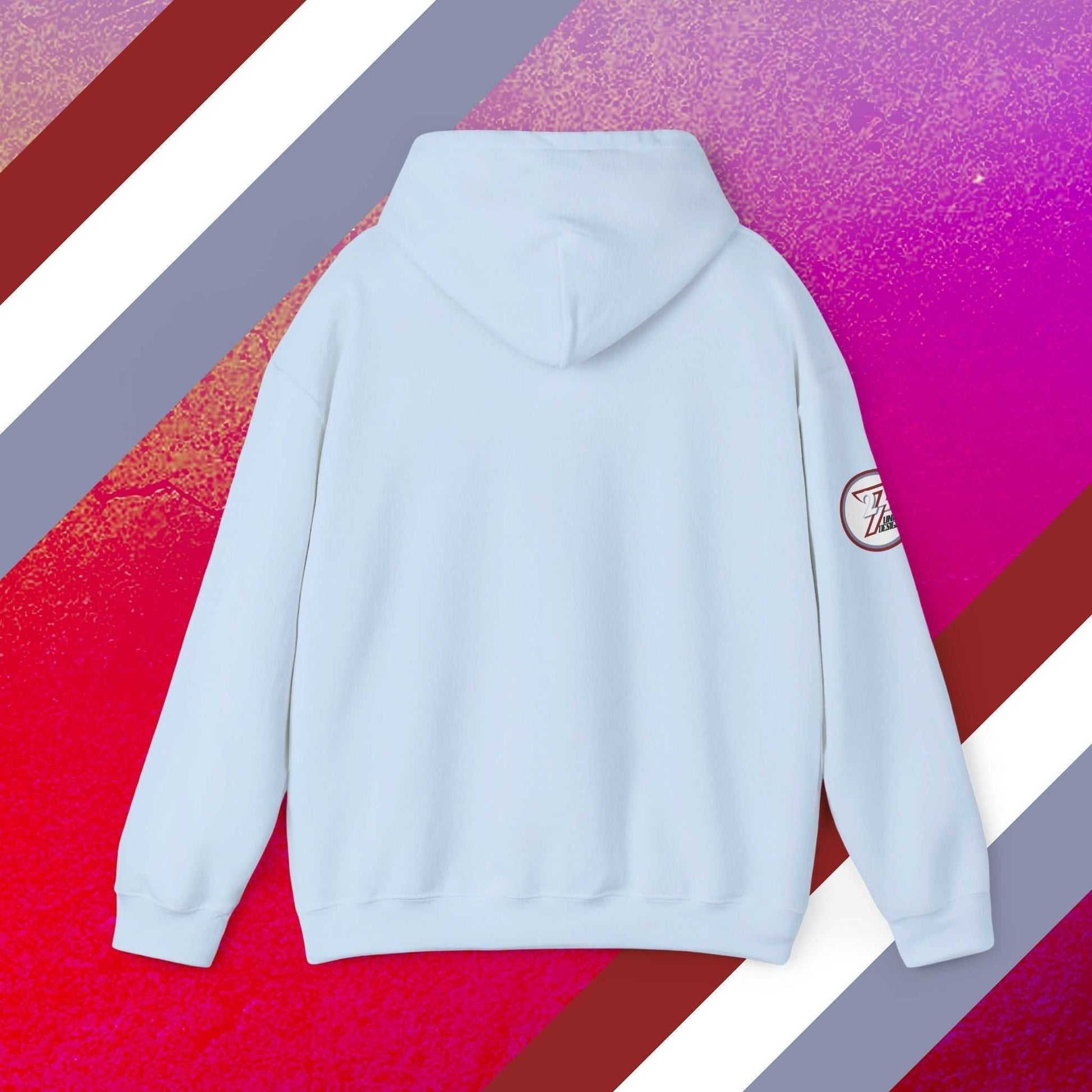 Rear perspective of the Bharat flag hoodie showing the clean, unprinted back and double-lined hood detail.