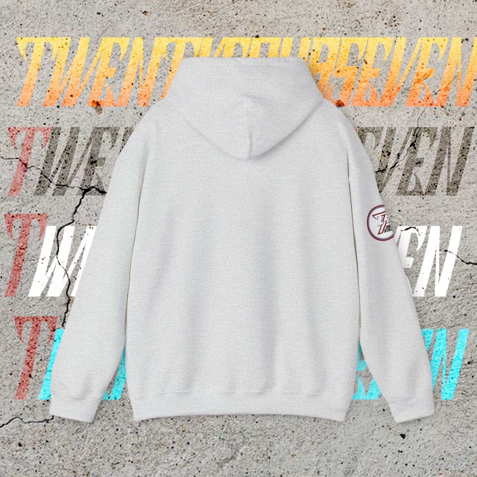 Clean, unprinted back of Argentina hoodie showing the structured 8oz drape and double-lined hood.