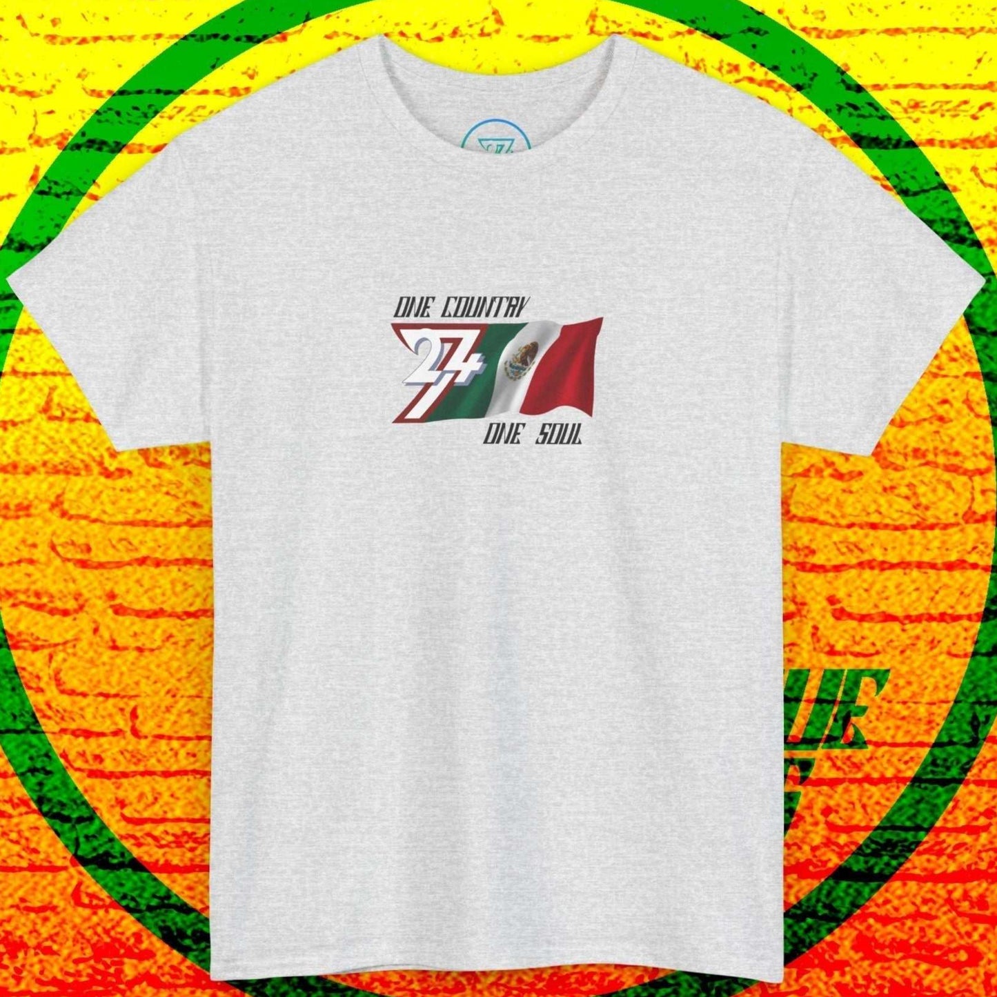 Main product shot of the Light Heather Gray Mexico "Patria" edition tee with clean flag graphics.