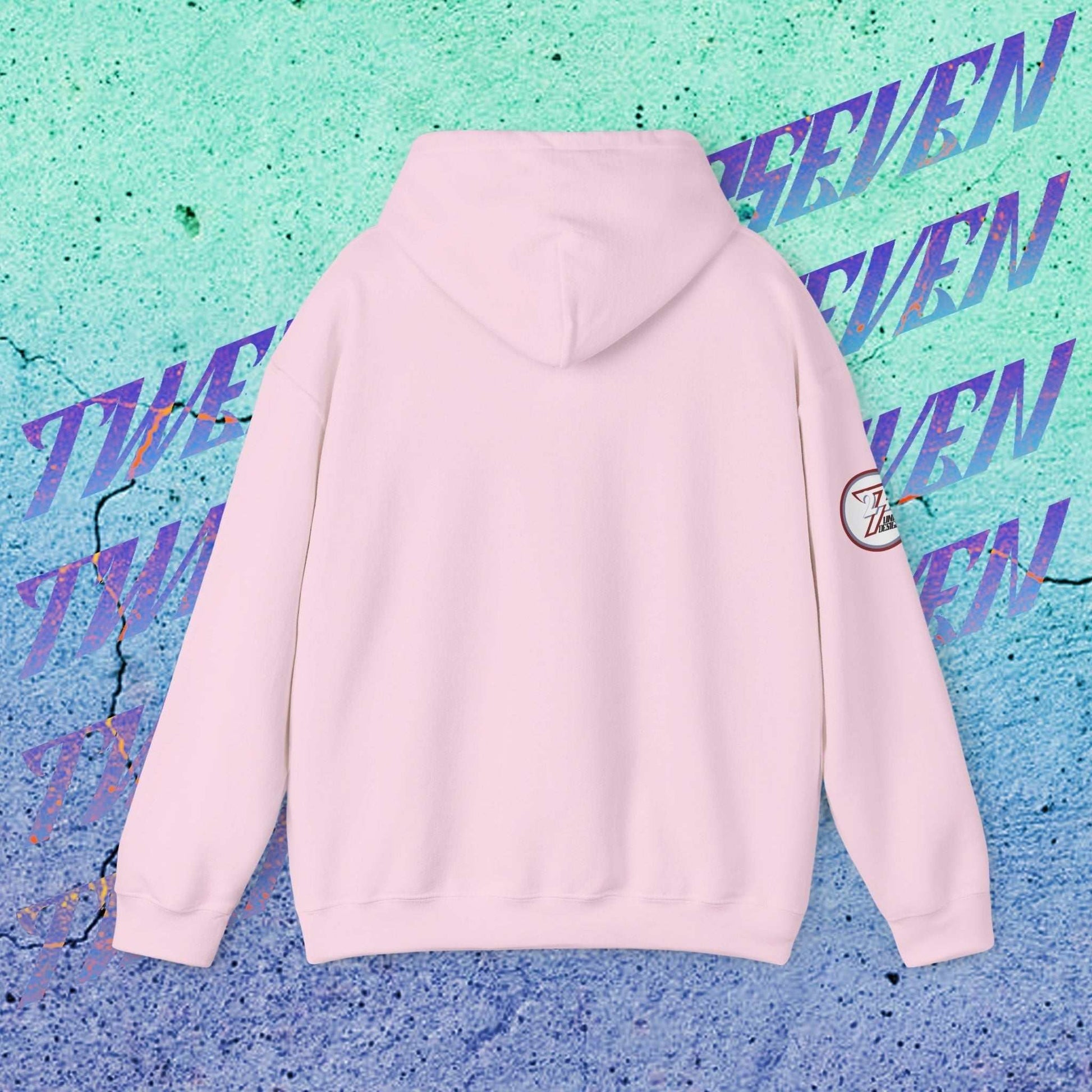 Rear perspective of the Nihon flag hoodie showing the clean, unprinted back and double-lined hood detail.