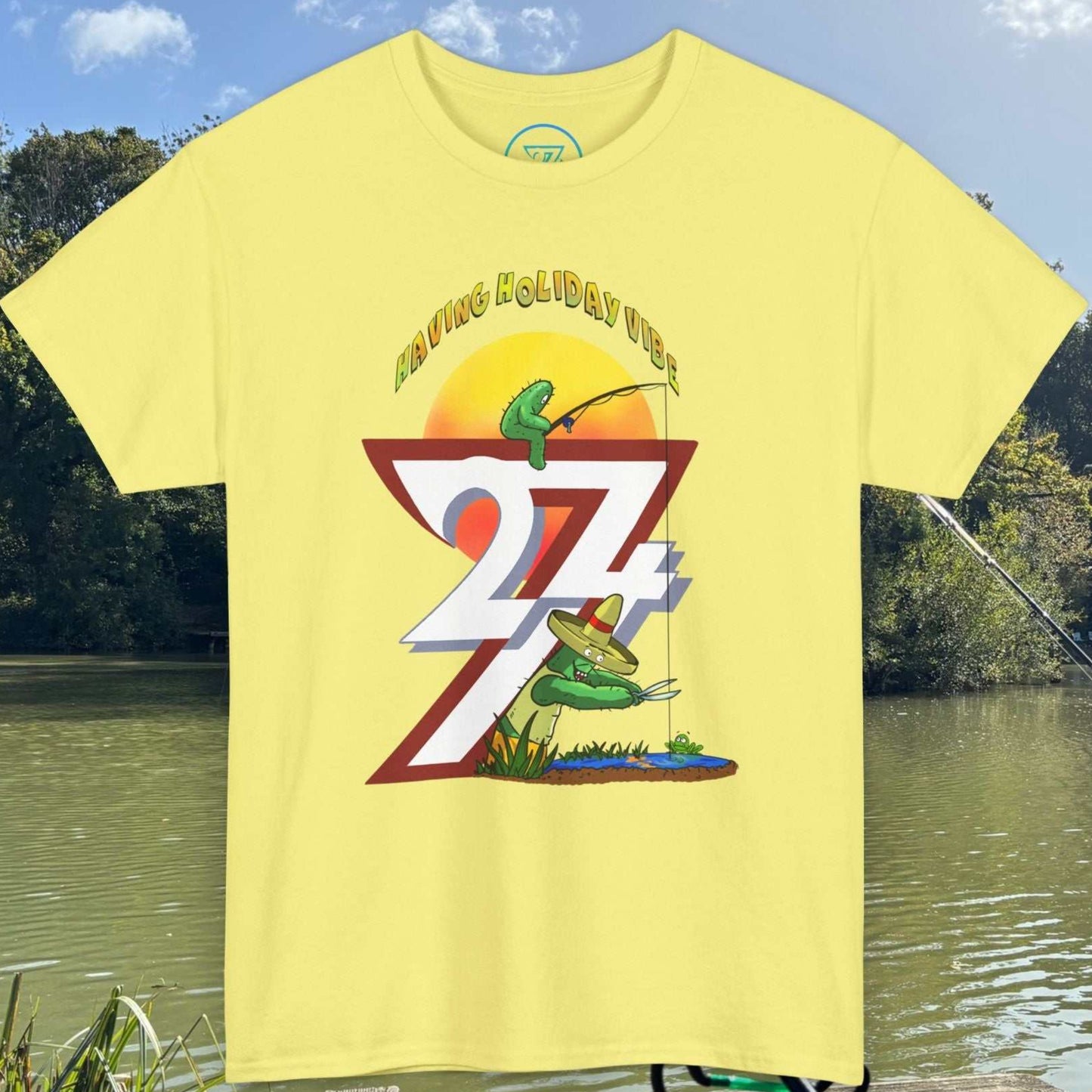 Light yellow funny graphic t-shirt featuring Leonando the cactus and his son Littleando.