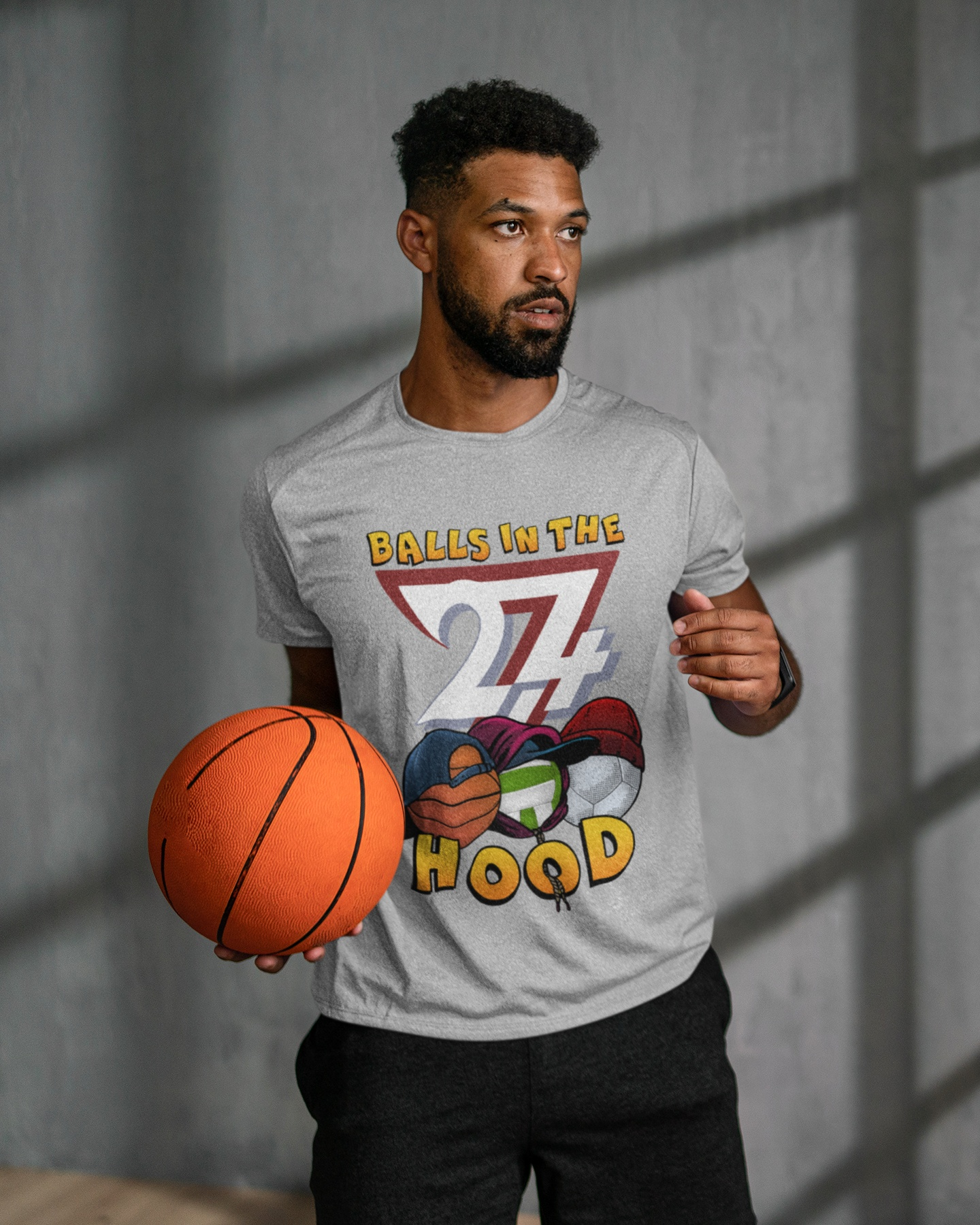 Front facing male model wearing the custom printed 90s style retro flagship graphic tee.