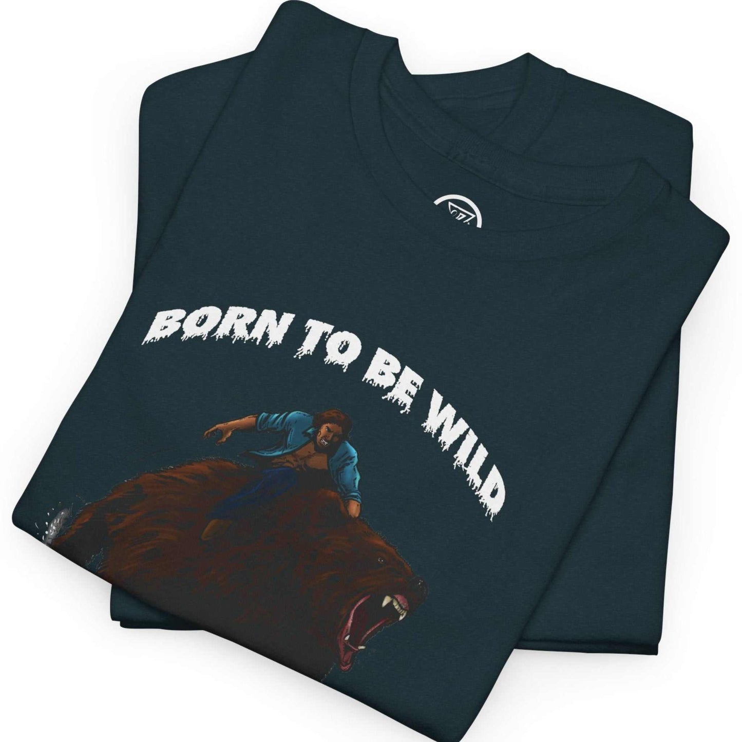 Neatly folded midnight camping humor shirt showing the heavy cotton fabric and vintage typography.