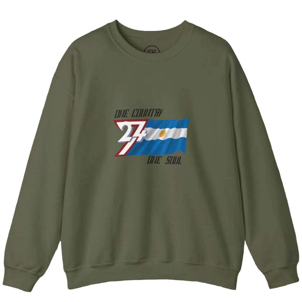 Argentina Sweatshirt with Argentina National Flag Design military green