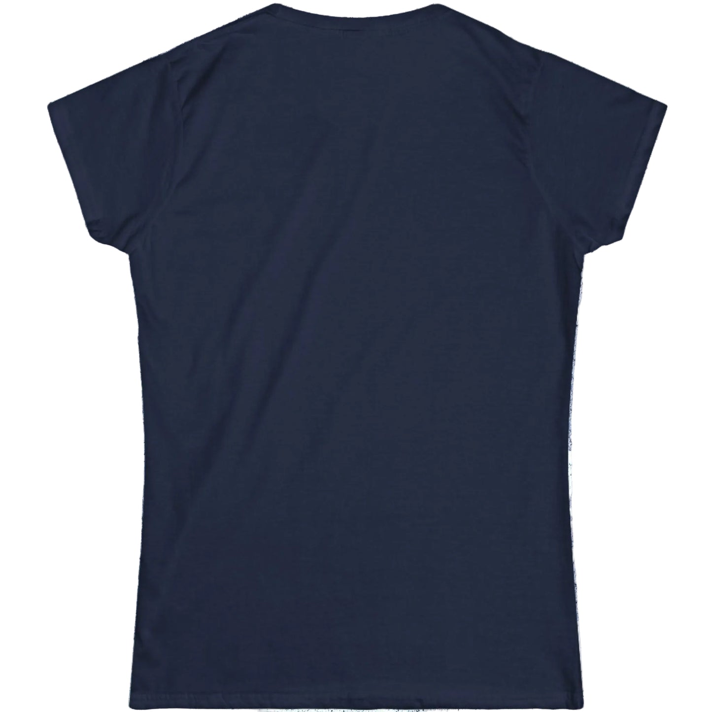 Back view of a plain navy blue comfortable casual top for women.