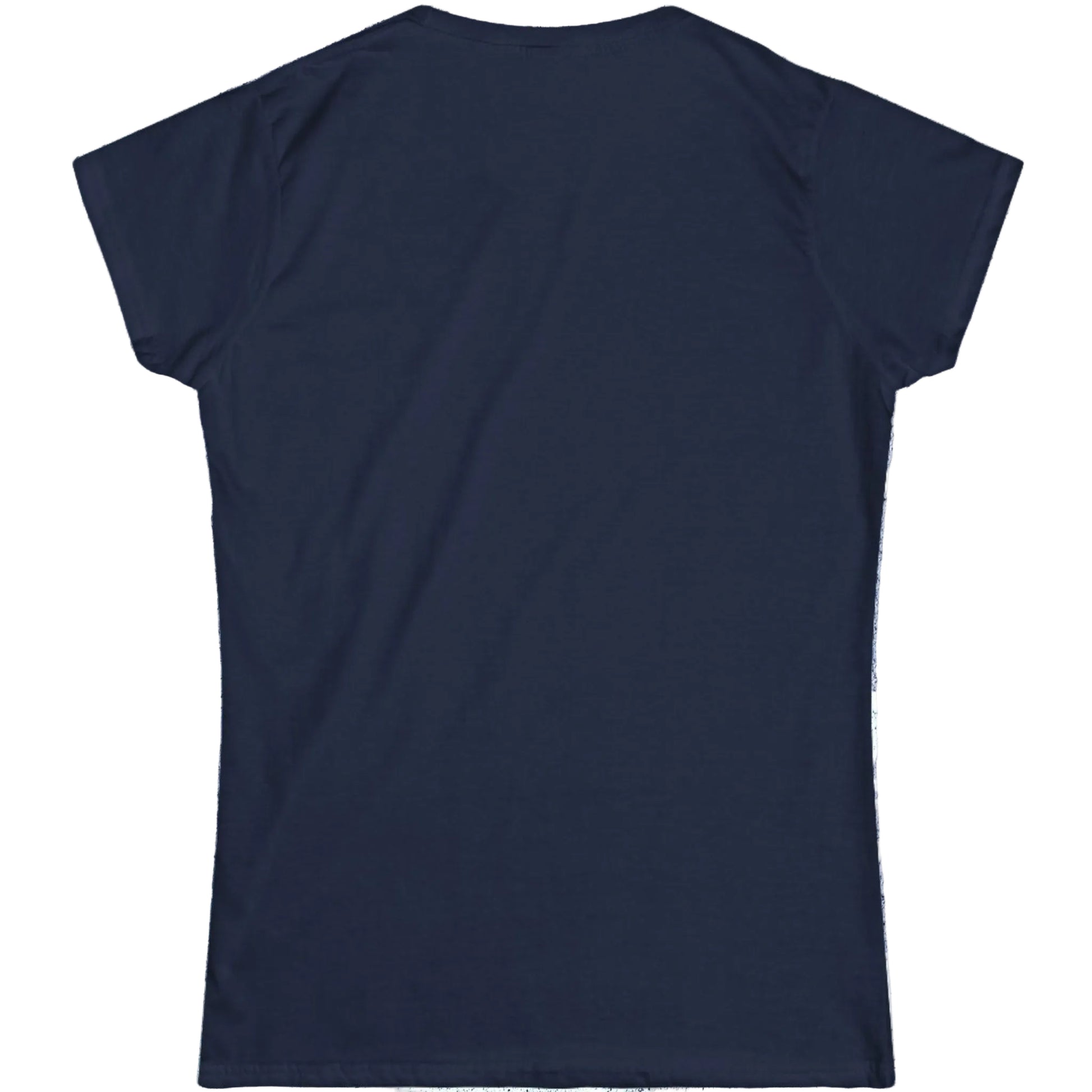 Back view of a plain navy blue comfortable casual top for women.