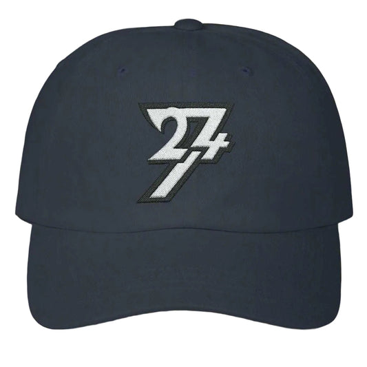 Navy blue unisex casual headwear with premium front panel embroidery.