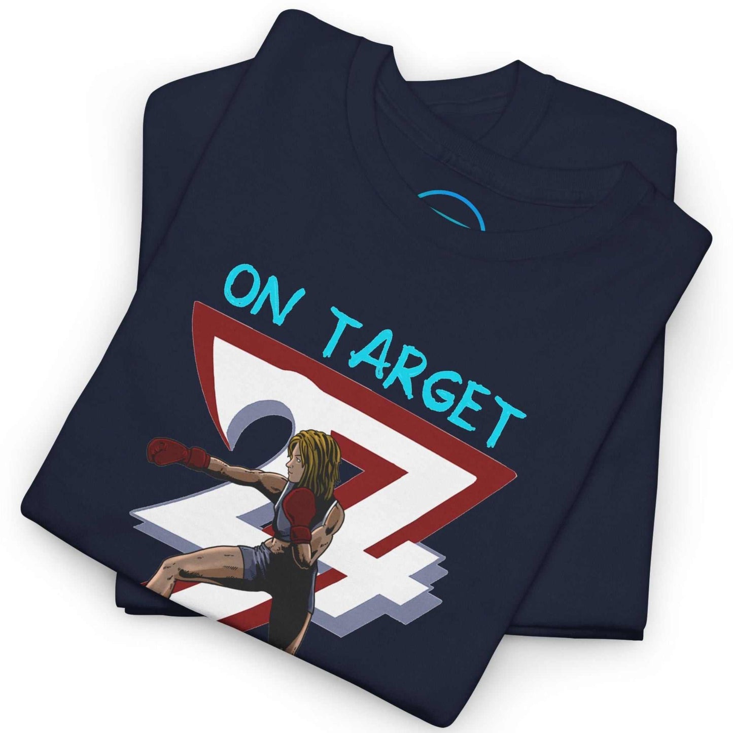 Neatly folded navy MMA fan gift shirt highlighting the crisp DTG front print and durable fabric, laid flat.