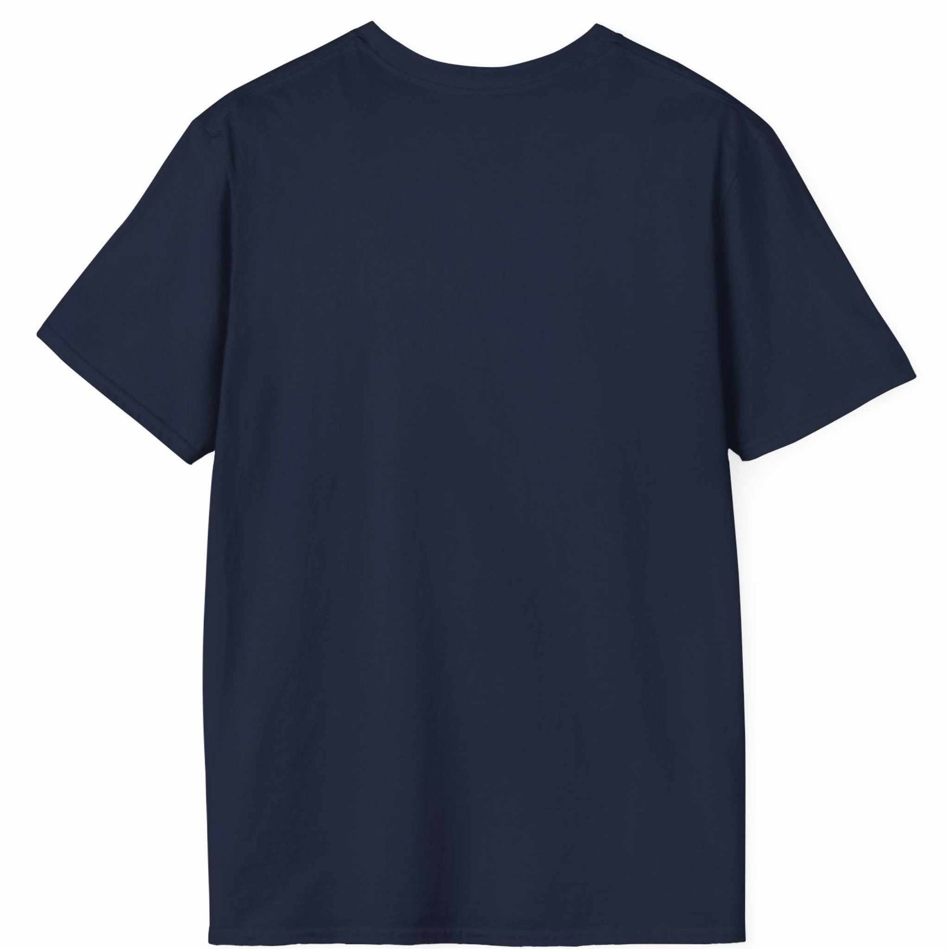 Back view of the navy seamless tubular unique Father's Day gift tee, displayed on a clean background.