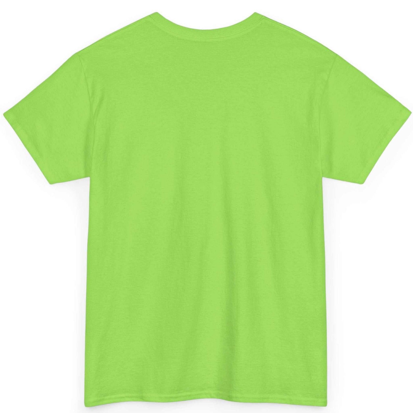 Back view of the neon green classic fit creative streetwear for women, displayed on a clean background.