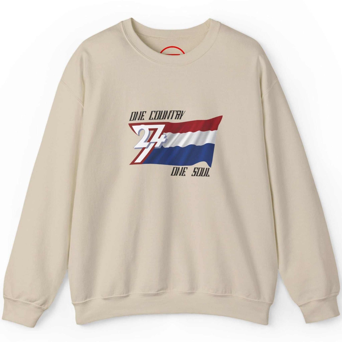 Beige Netherlands flag crewneck sweatshirt with a graphic design