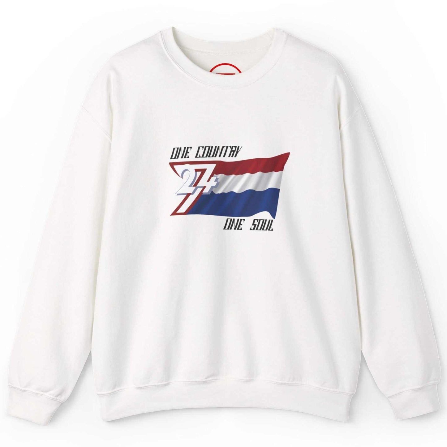 White Netherlands flag sweatshirt One Country One Soul design