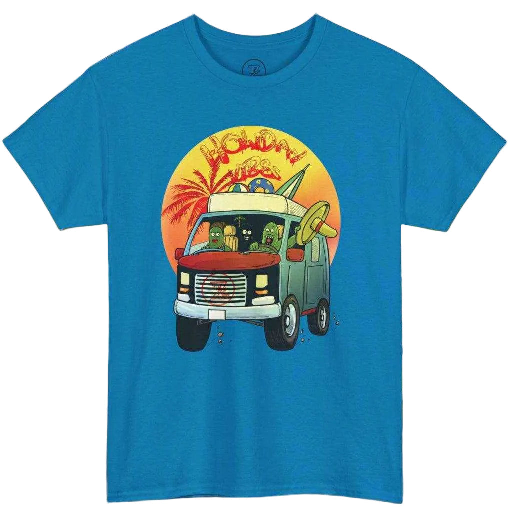 Ocean Blue Adult Camper Van T-Shirt for beach and travel holidays.