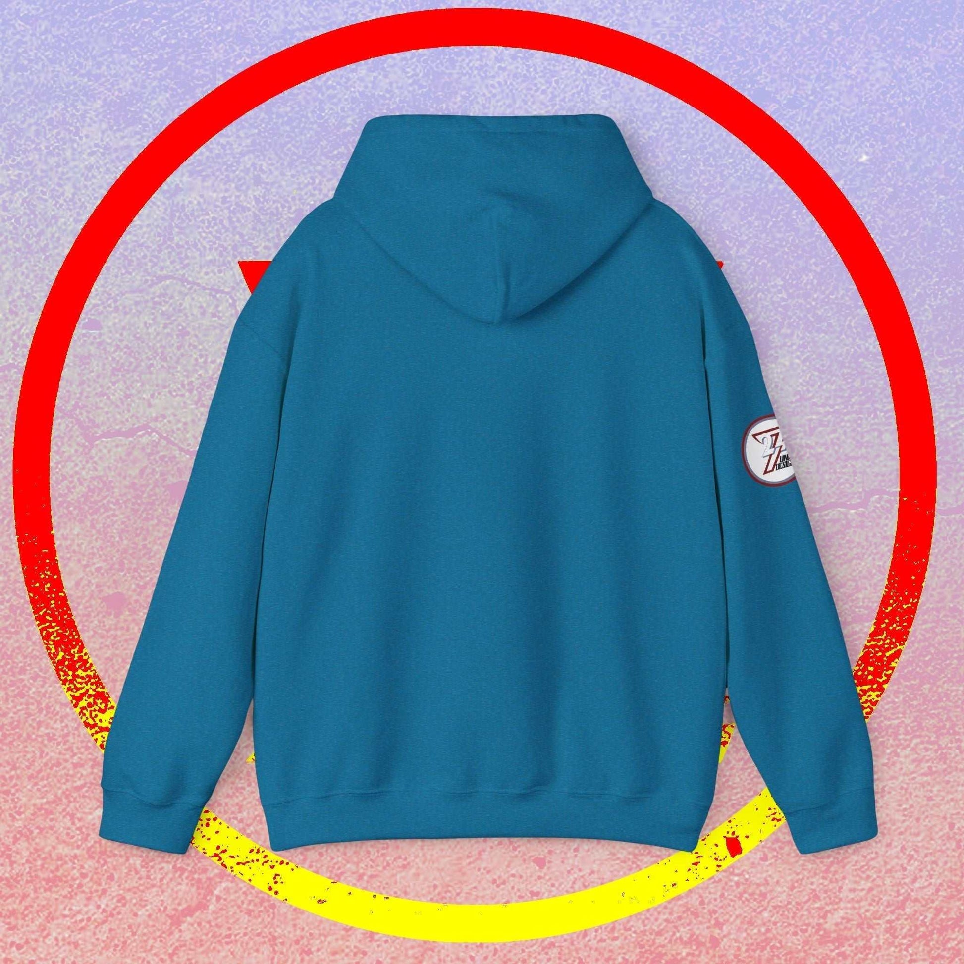 The unprinted reverse of the Deutschland hoodie, highlighting the clean drape and double-lined protective hood.