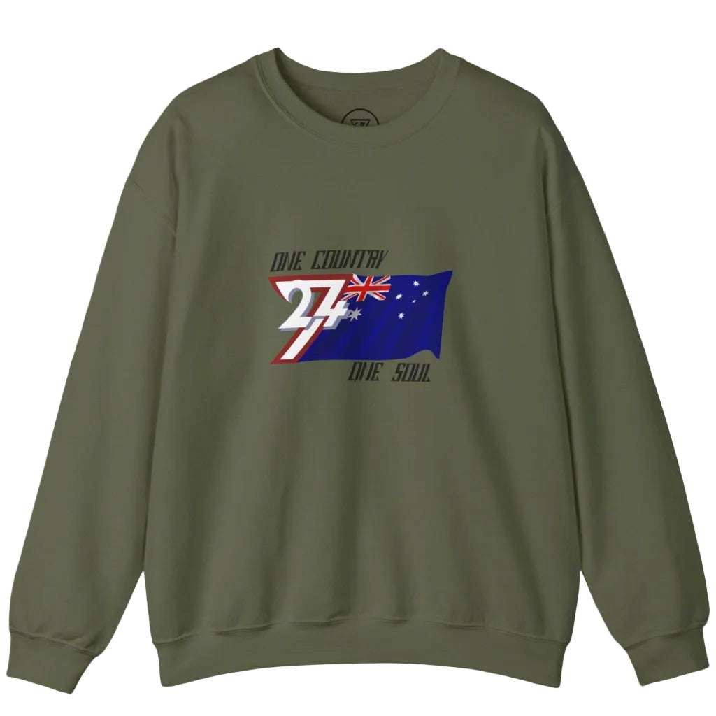 Australia Jumper - Unique Design Australian Flag Themed Sweatshirt military green