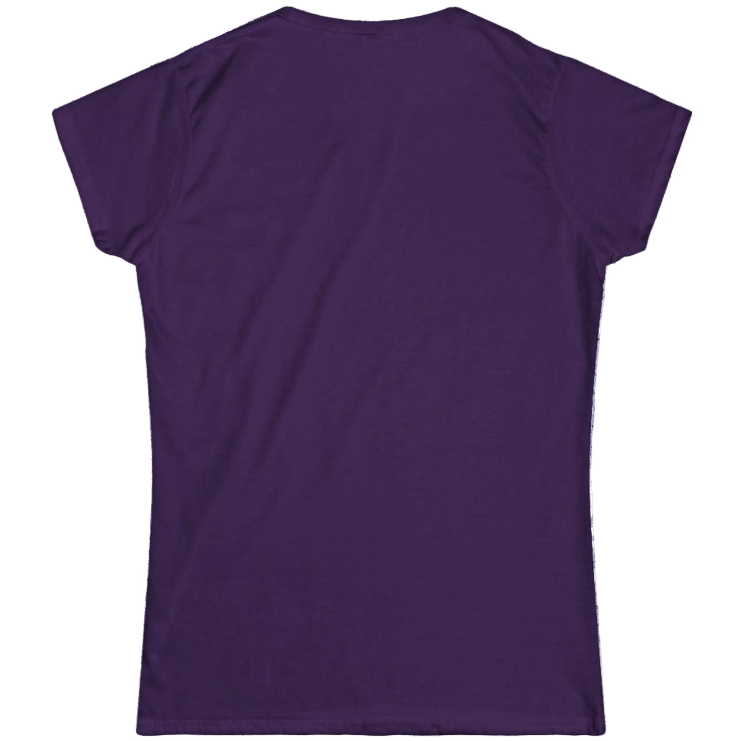 Back view of a plain purple classic fit women's everyday t-shirt.