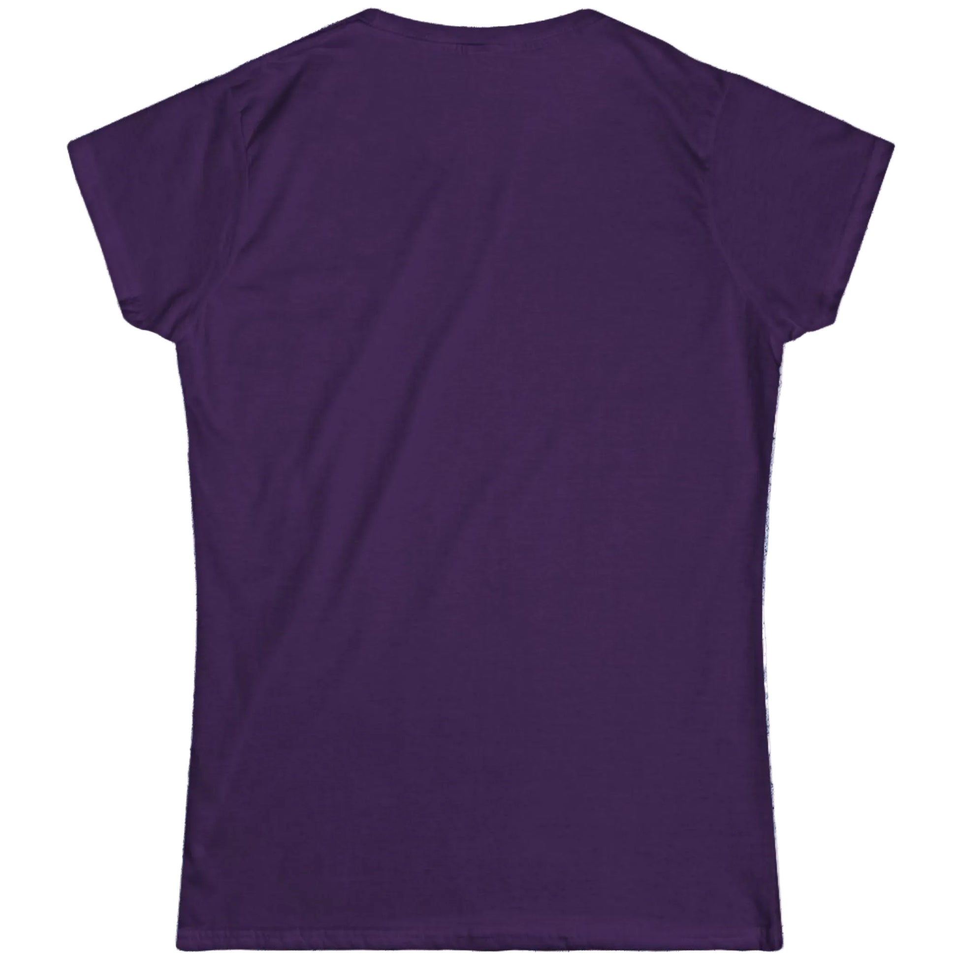 Back view of a plain purple classic fit women's everyday t-shirt.