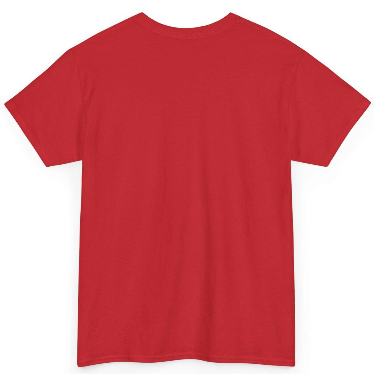 Rear view of the plain red casual retail fit statement shirt.