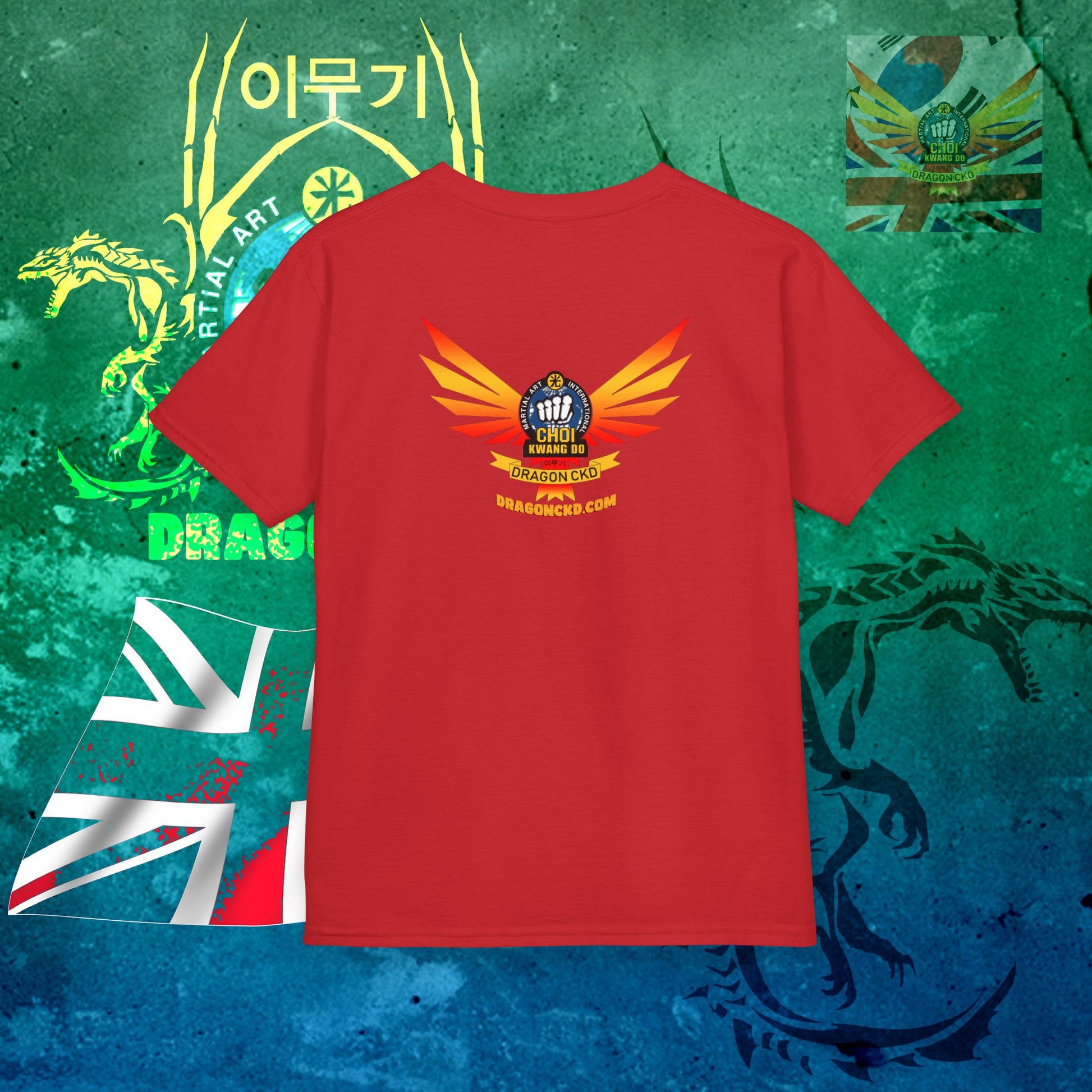 Back view of the Red Choi Kwang Do kids tee