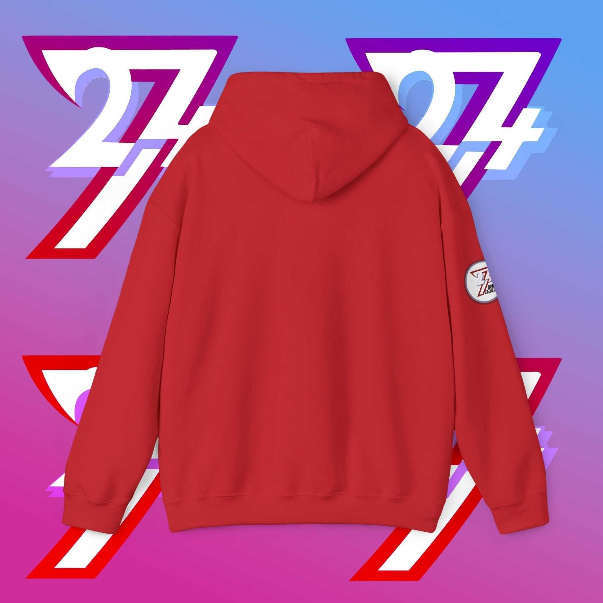 Rear perspective of the Magyarország flag hoodie showing the clean, unprinted back and double-lined hood detail.