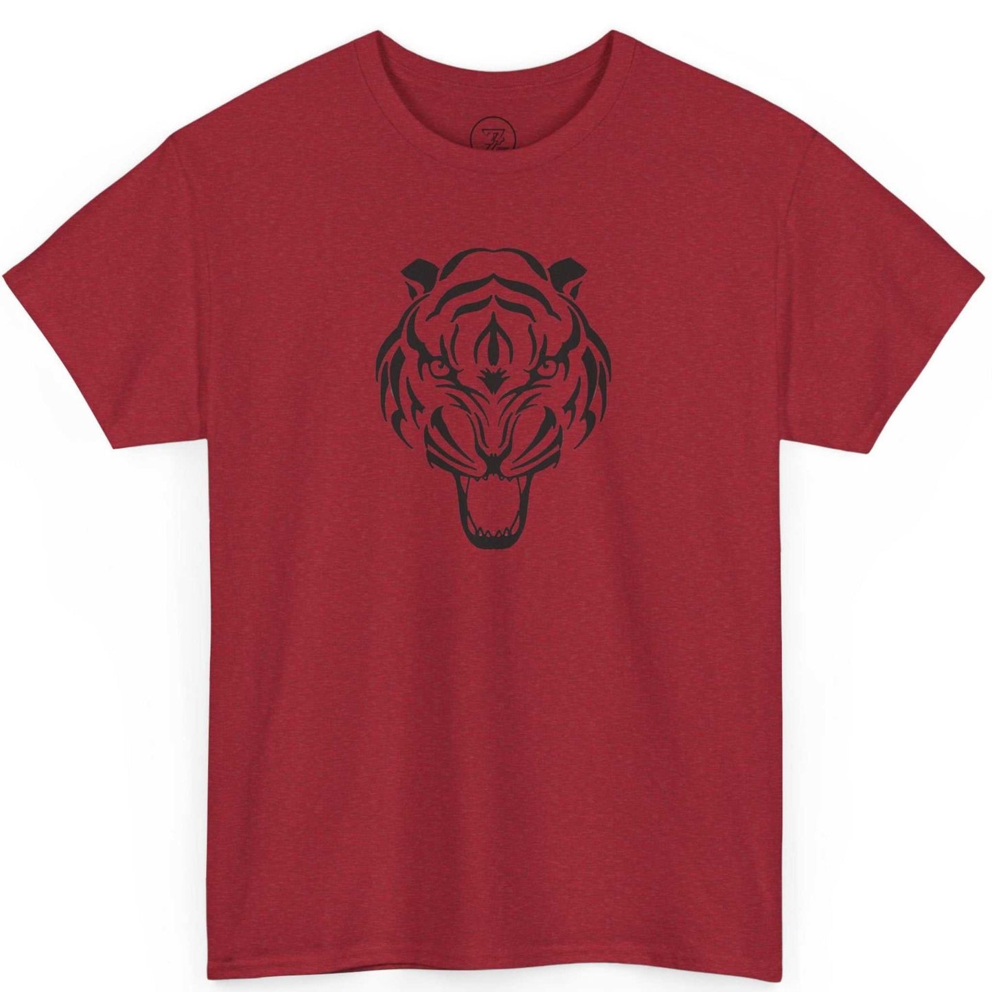 Solid red wild animal streetwear tee showcasing the human-drawn indie art.