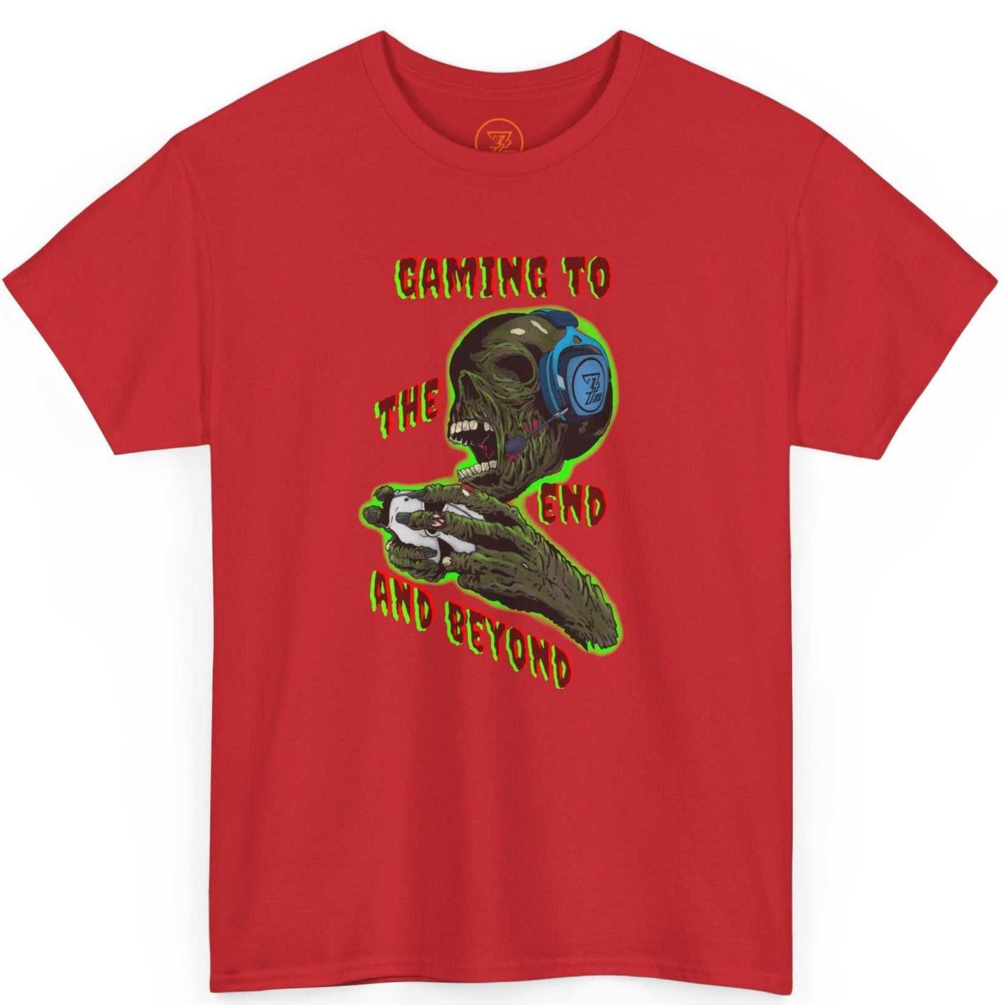 Solid red YouTube streamer apparel displaying the horror comic style gaming art.