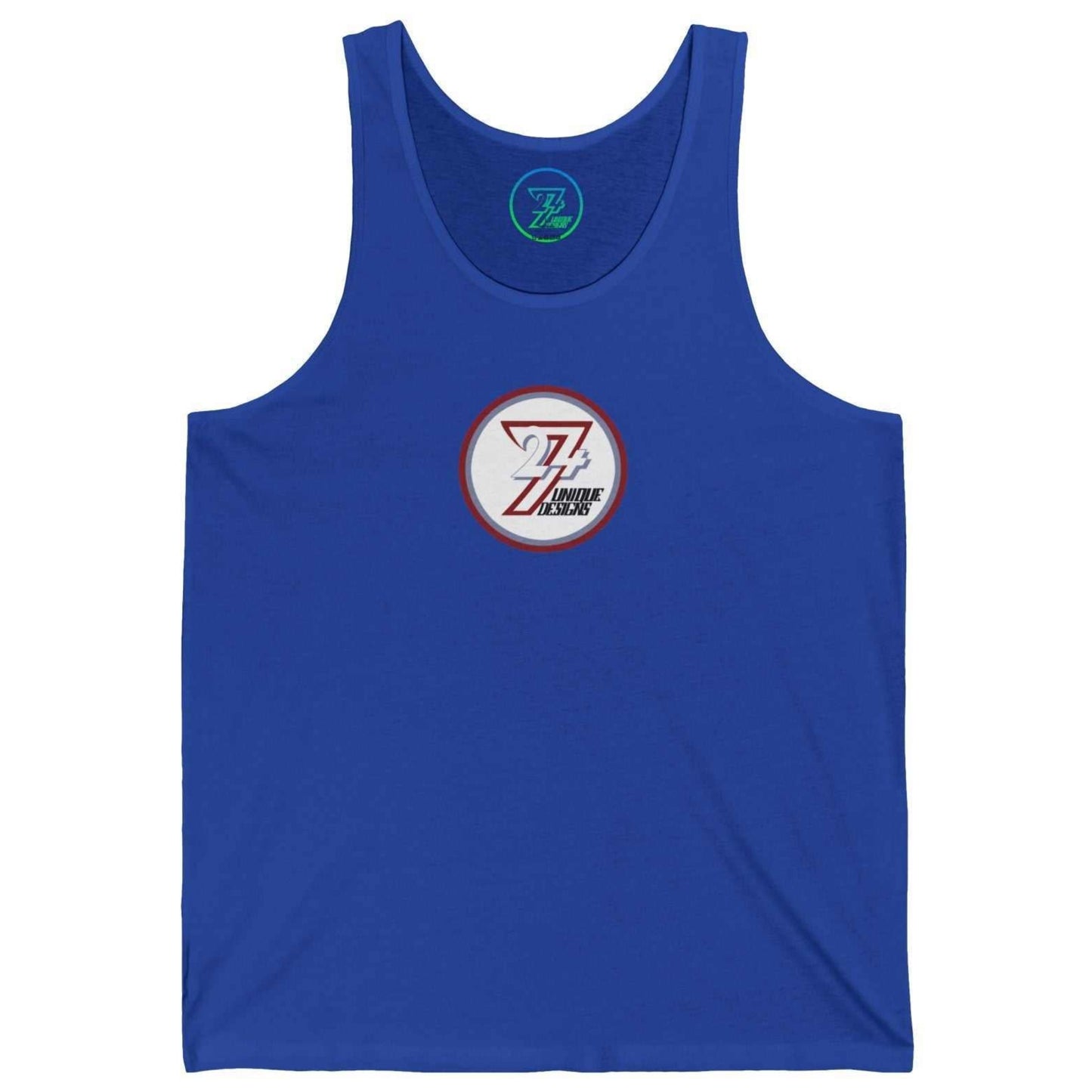 True royal blue women's heritage tank top featuring the very first 24/7 brand design.