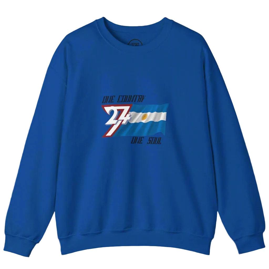 Argentina Sweatshirt with Argentina National Flag Design royal blue