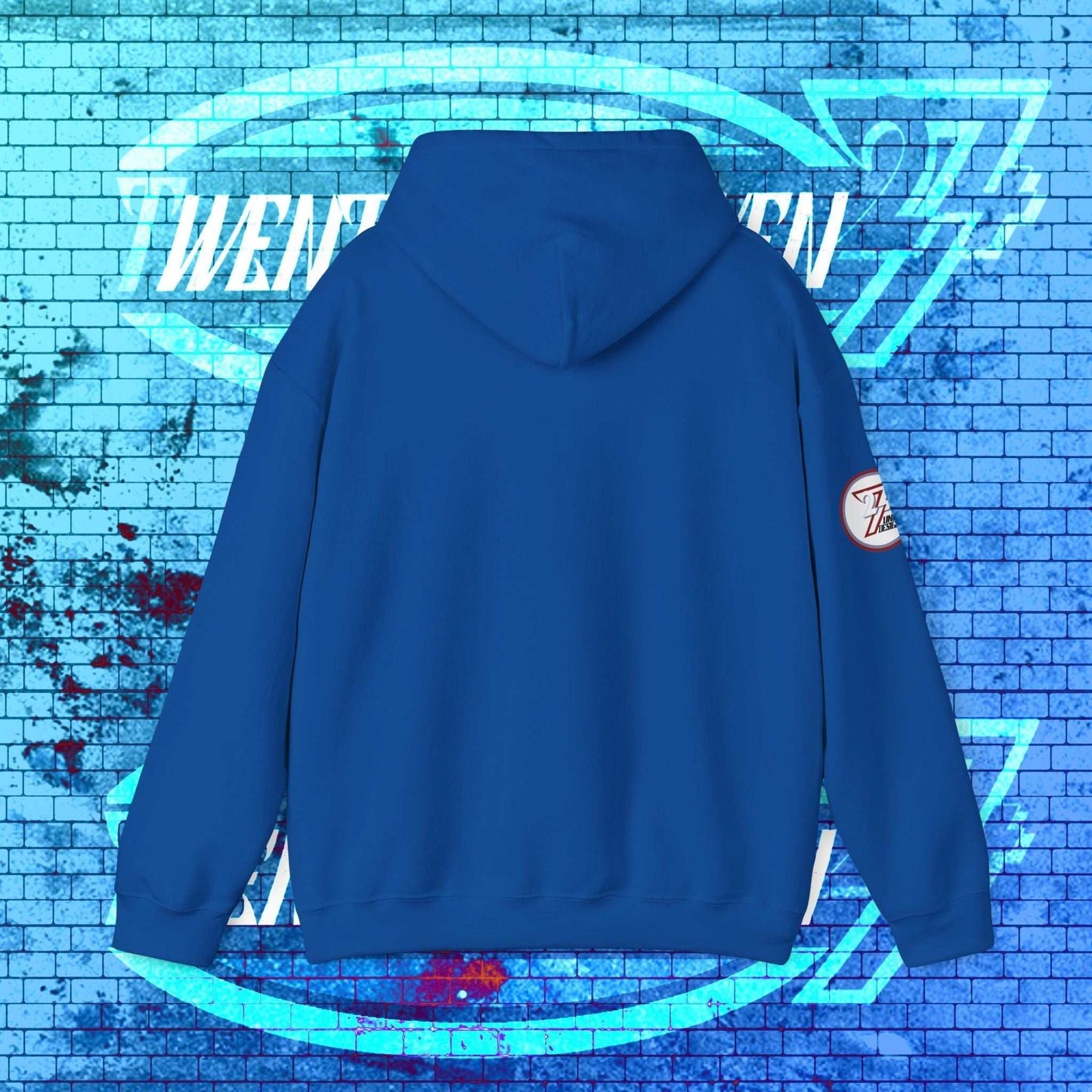 Clean, unprinted reverse of Danmark hoodie showing the structured 8oz drape and double-lined hood.
