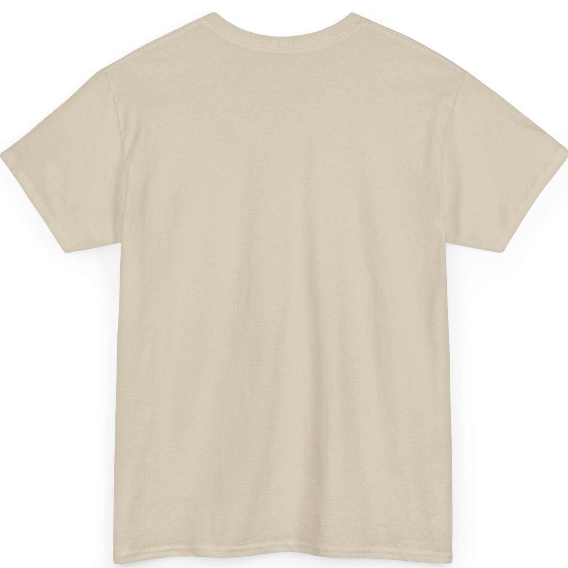 Back view of the sand beige fantasy workout shirt, showing the clean, unprinted back canvas.