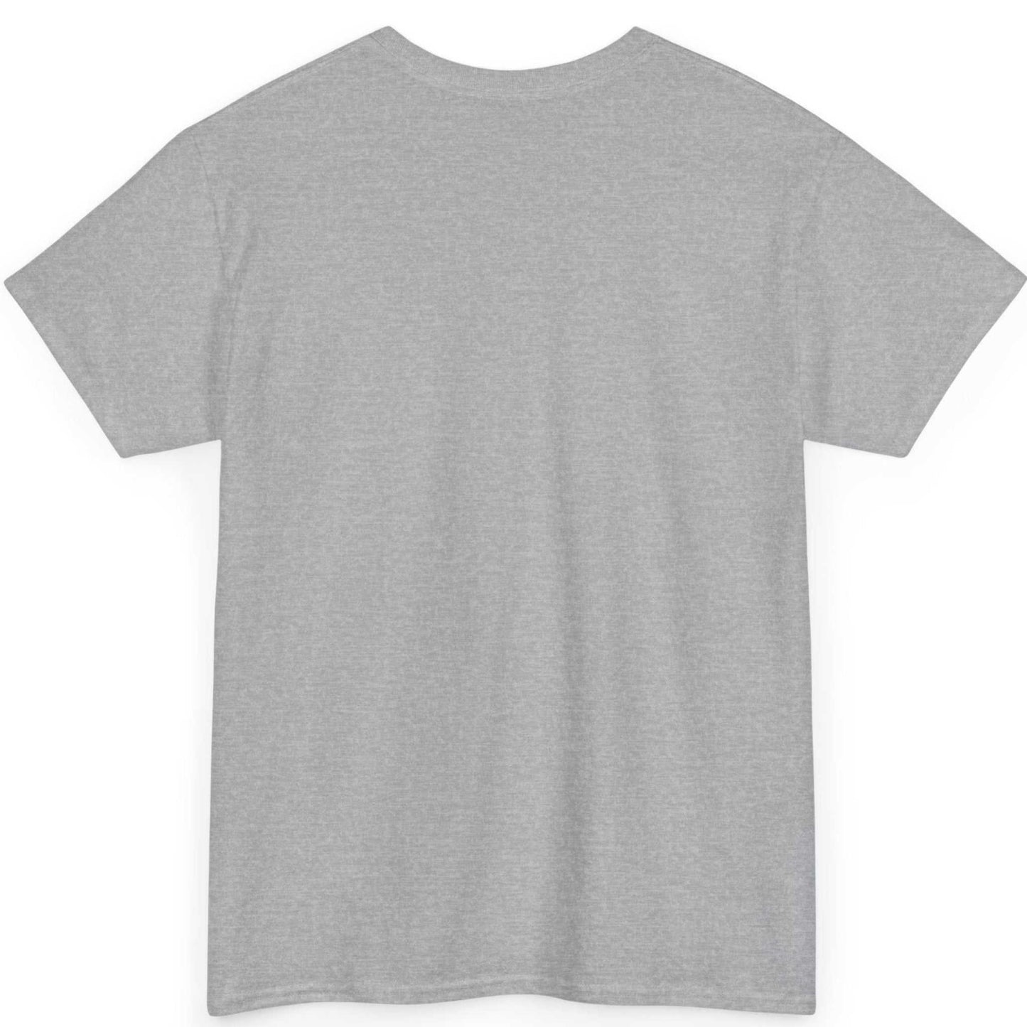 Back view of the sport gray hand-drawn streetwear shirt, showing the clean, unprinted tubular back canvas.