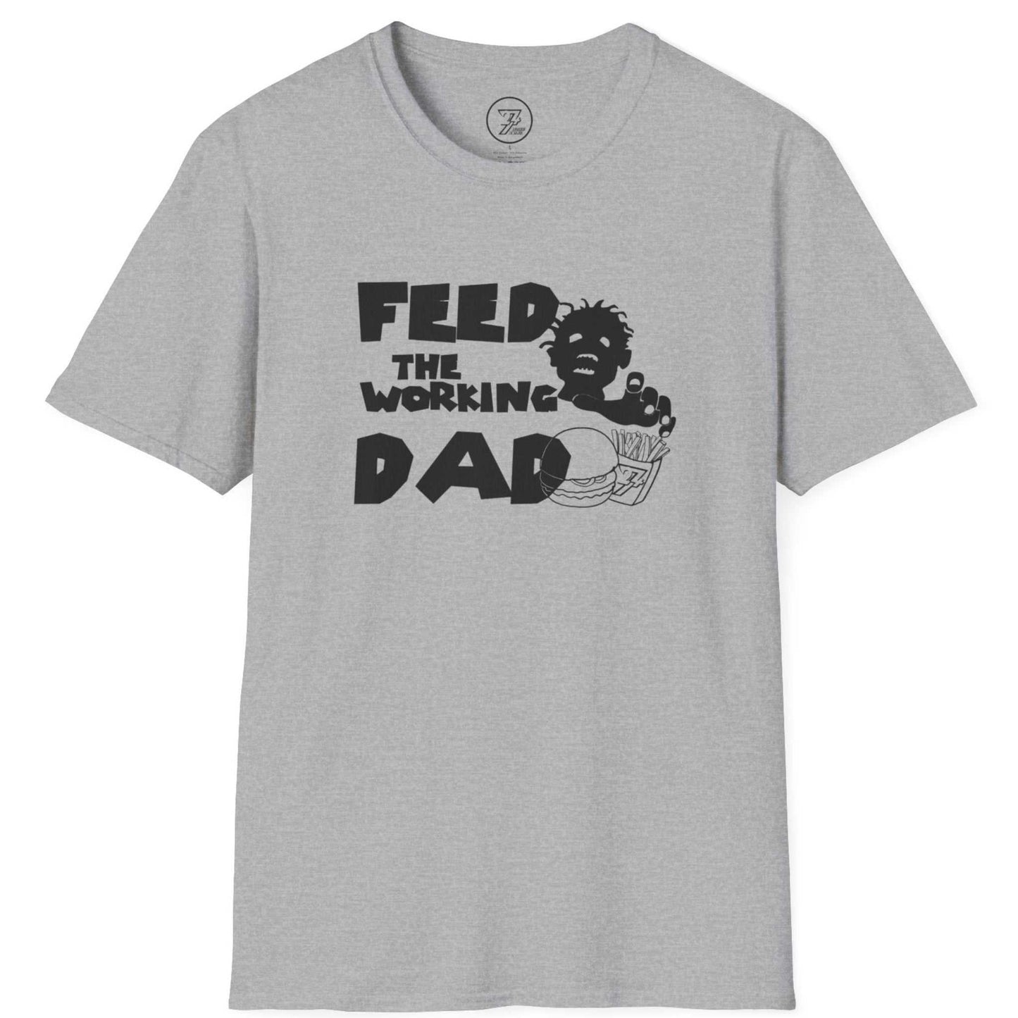 Sport gray horror parody Father's Day shirt with pop-culture typography, displayed on a clean background.
