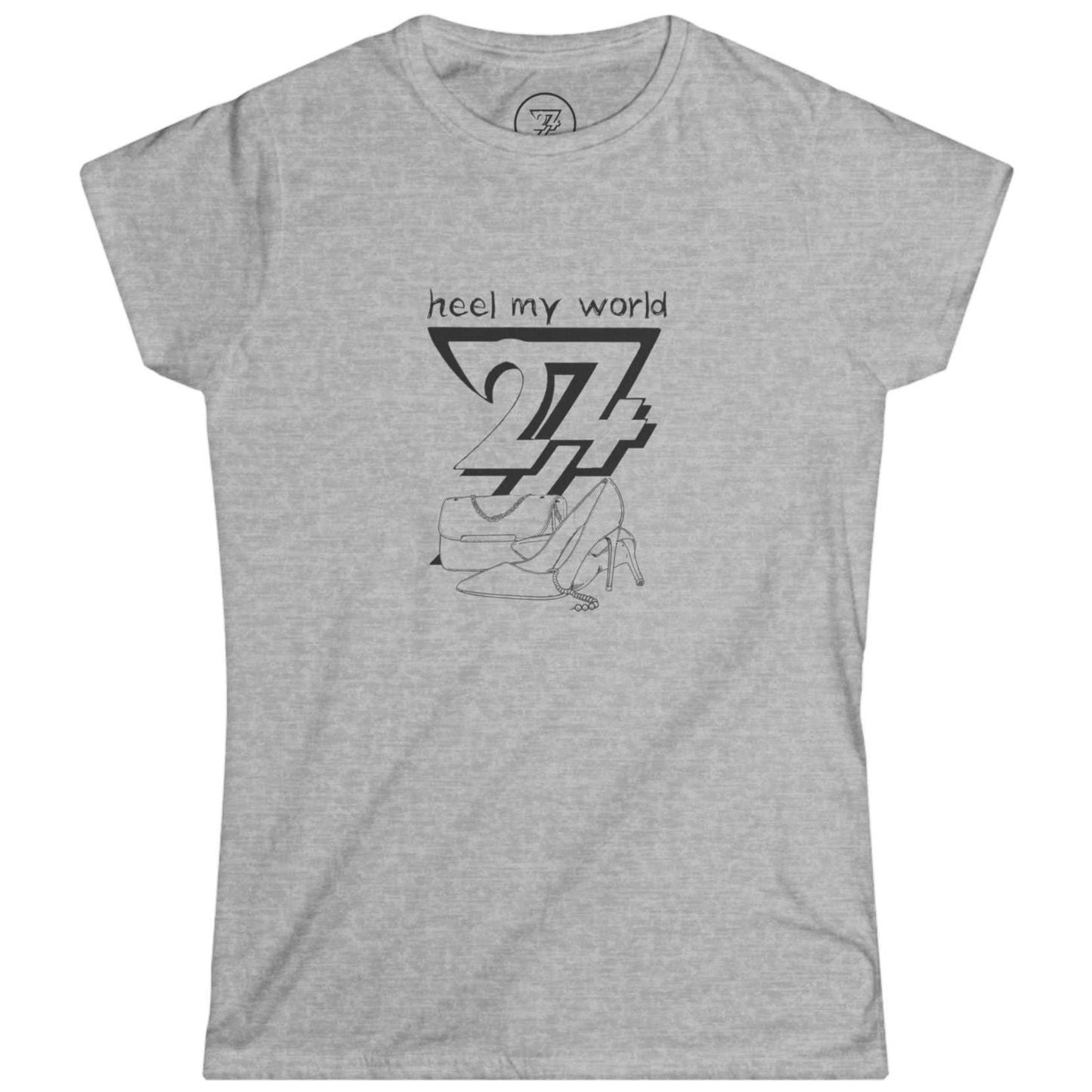 Sport gray women's premium casual shirt displaying the exclusive artist-drawn 24/7 fashion silhouette.