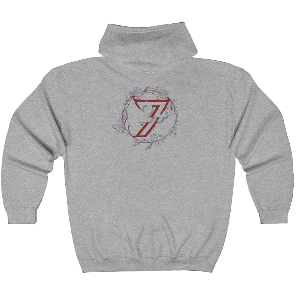 Women's flower design hoodie by 24/7 Unique Designs sport gray back