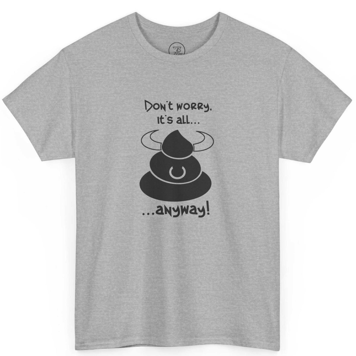 Sport grey adult gag gift t-shirt displaying the clever bull icon, shown on a clean background.