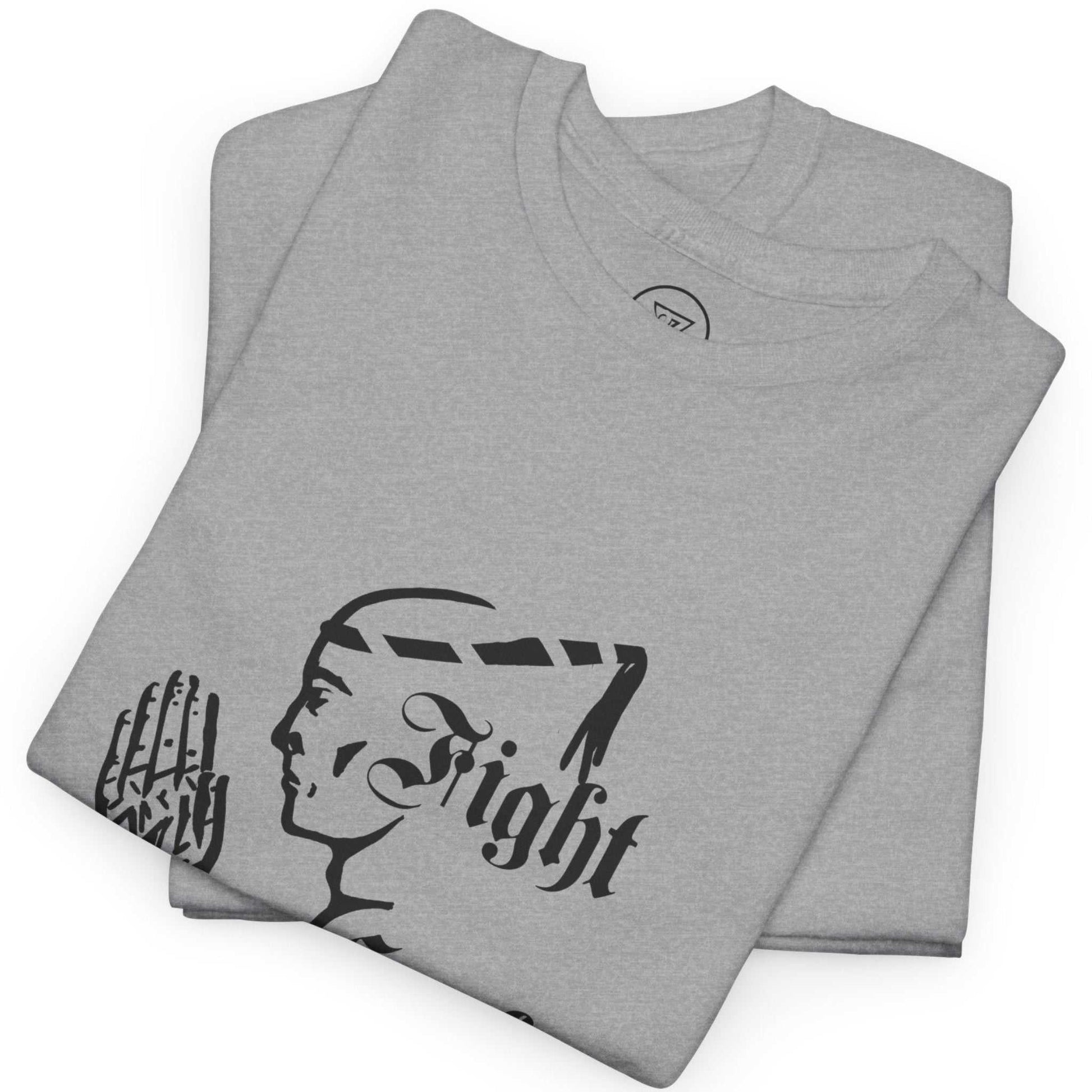 Neatly folded sport grey Wai Kru graphic tee highlighting the crisp black ink design and premium cotton fabric, laid flat.